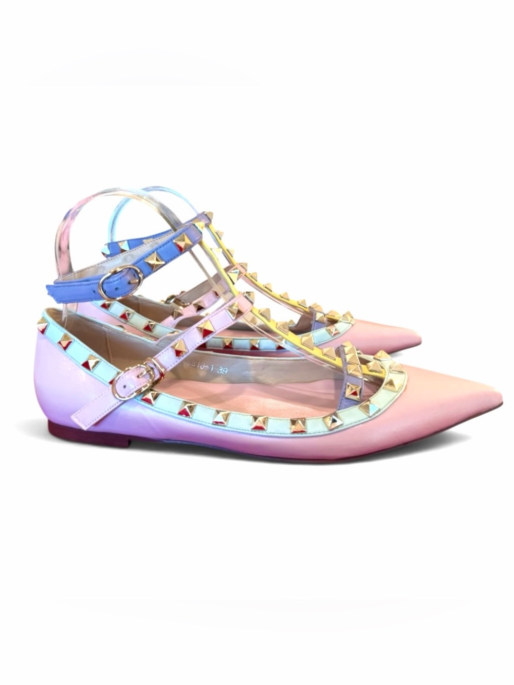 Valentino Garavani Pastel Pink iconic Rockstud Pointed Flats - Picture 6 of 15